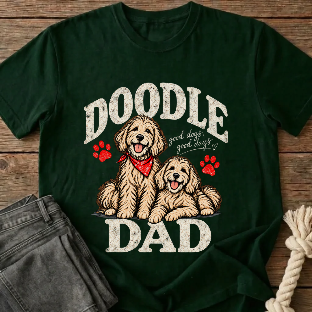 Doodle Dad T-Shirt - Bottle Green
