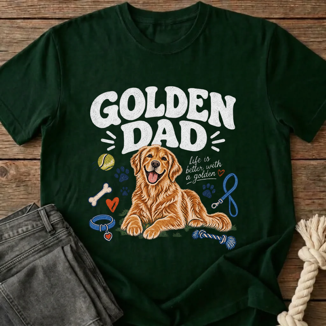 Golden Dad T-Shirt - Bottle Green