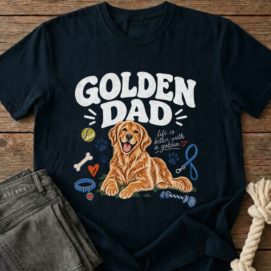 Golden Dad T-Shirt - Navy Blue