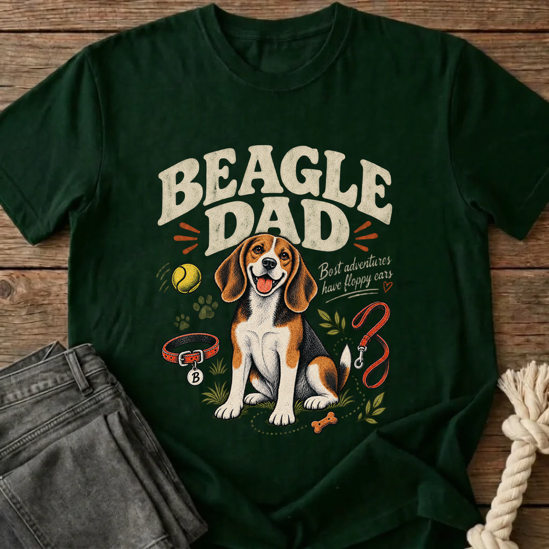 Beagle Dad T-Shirt - Bottle Green