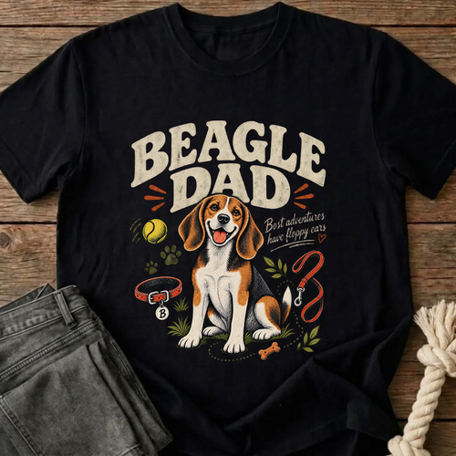 Beagle Dad T-Shirt - Black