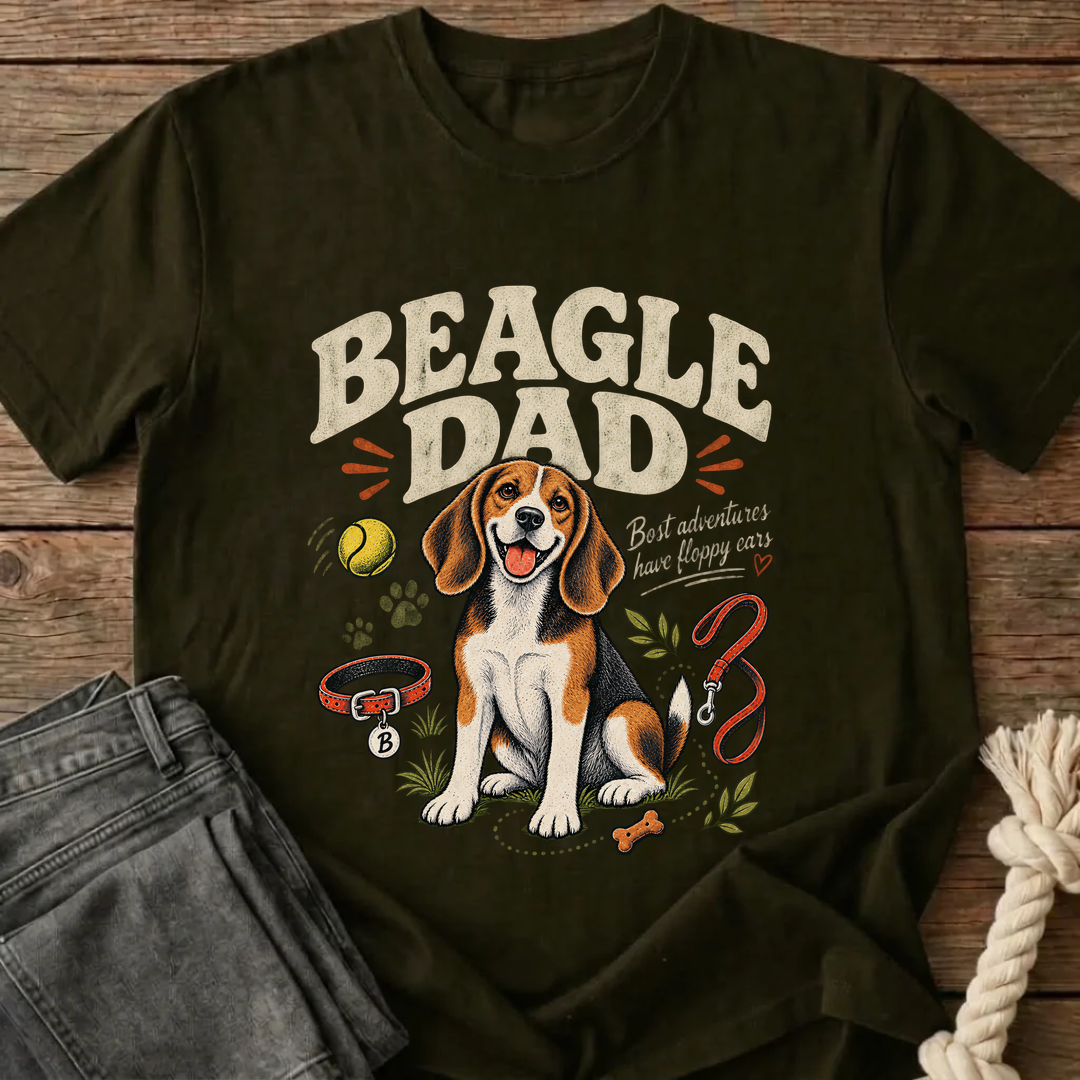 Beagle Dad T-Shirt - Olive Green