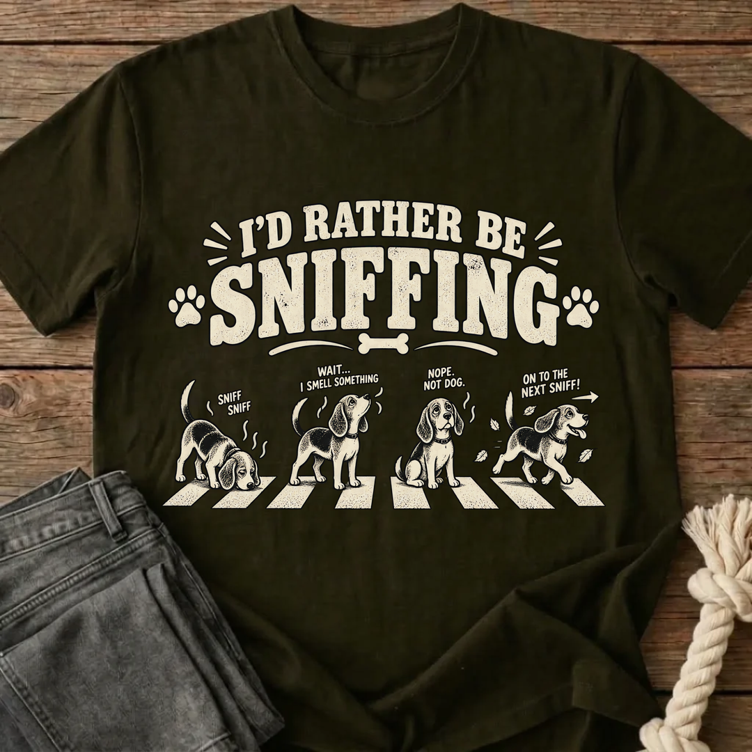 I'd Rather Be Sniffing T-Shirt - Olive Green