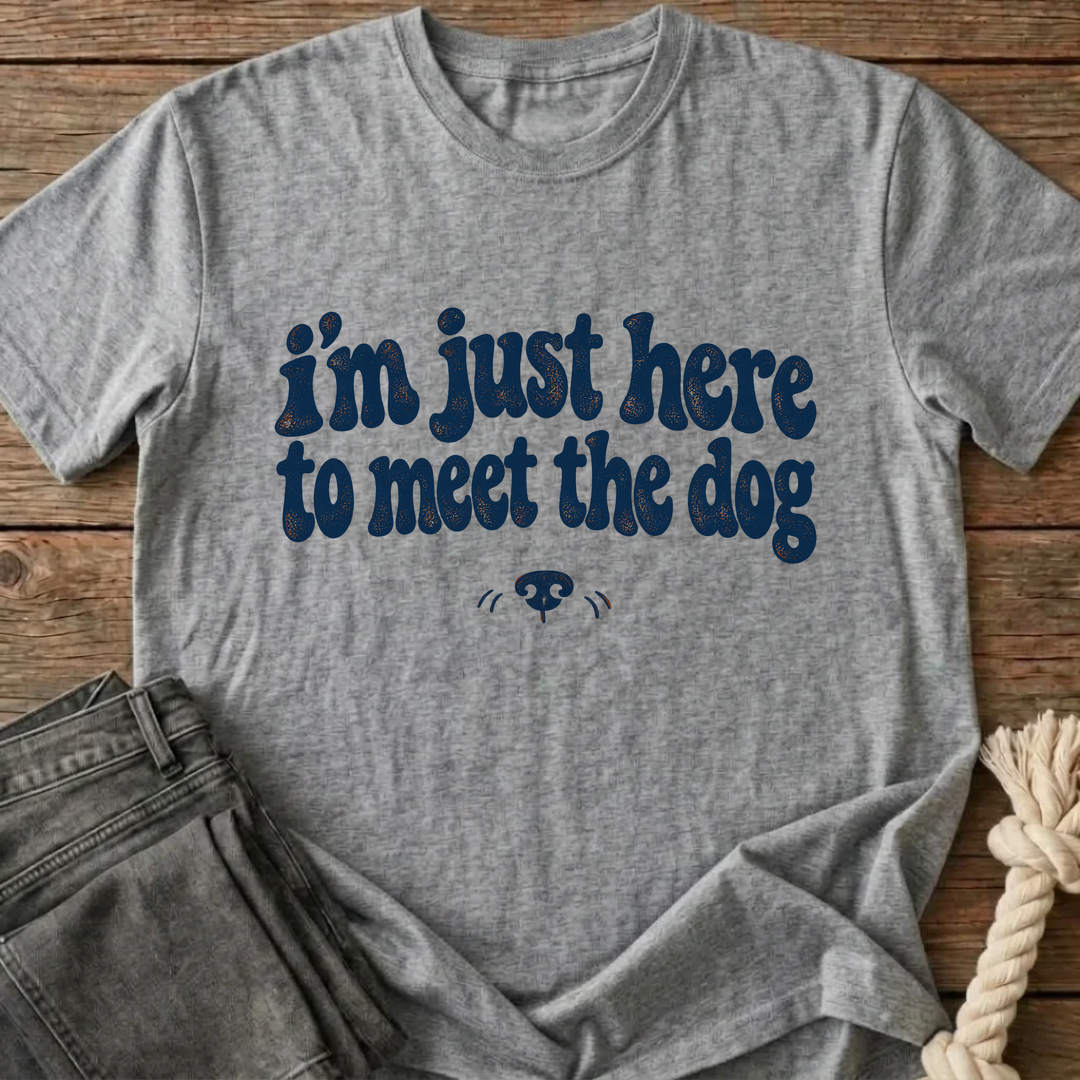 I'm Just Here To Meet The Dog T-Shirt - Grey Melange