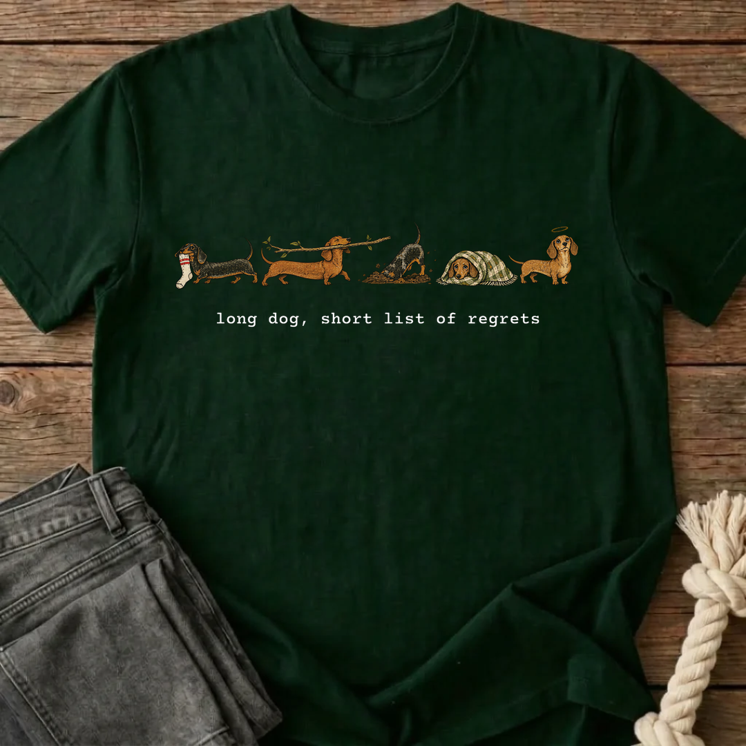 Long Dog, Short List of Regrets T-Shirt - Bottle Green