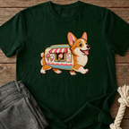 Ice Cream Corgi Express T-Shirt - Bottle Green