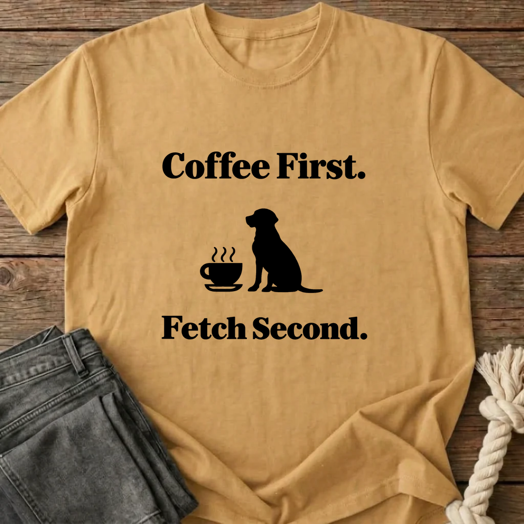 Coffee Before Fetch T-Shirt - Beige
