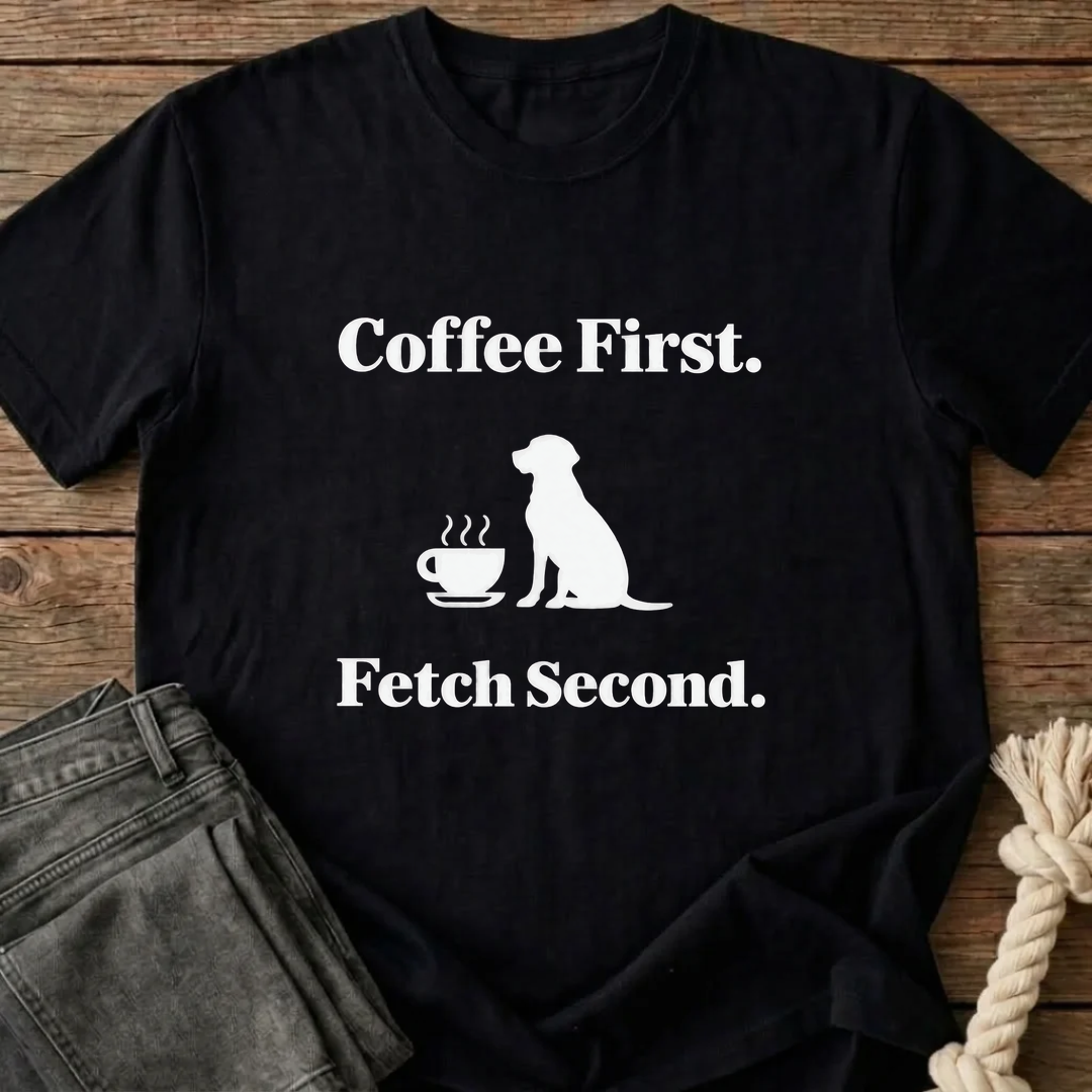 Coffee Before Fetch T-Shirt - Black
