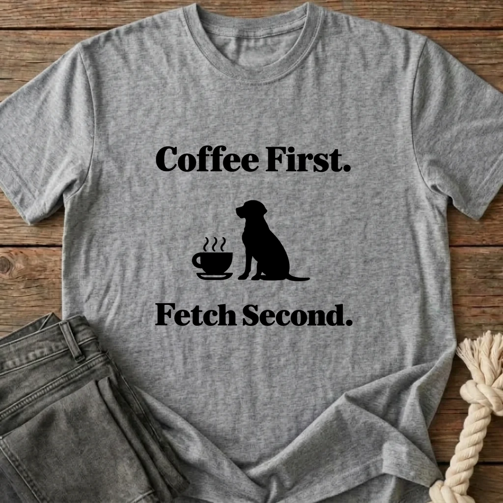 Coffee Before Fetch T-Shirt - Grey Melange