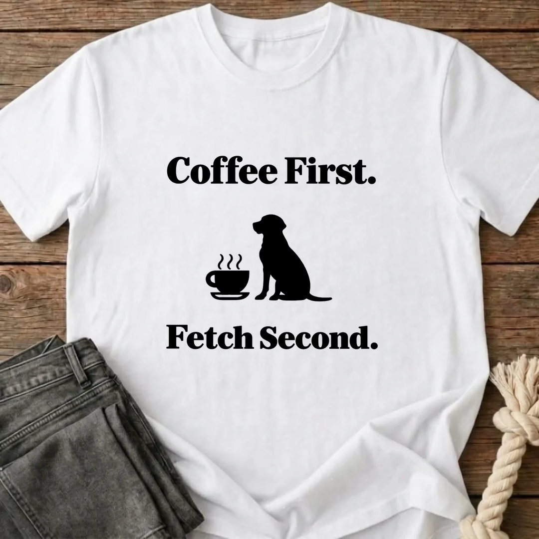 Coffee Before Fetch T-Shirt - White