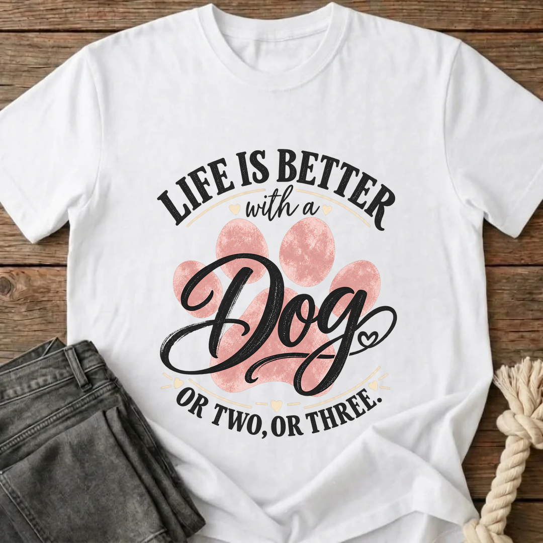 Life Is Better With A Dog Or Two Or Three T-Shirt - White
