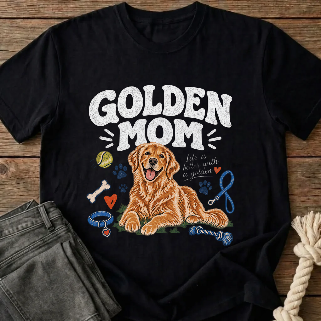 Golden Mom T-Shirt - Black