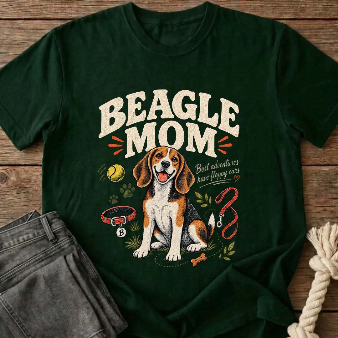 Beagle Mom T-Shirt - Bottle Green