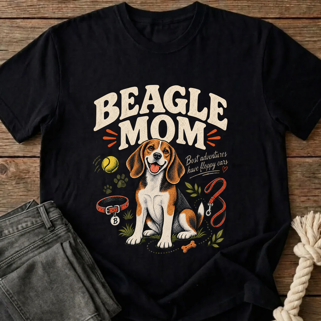 Beagle Mom T-Shirt - Black