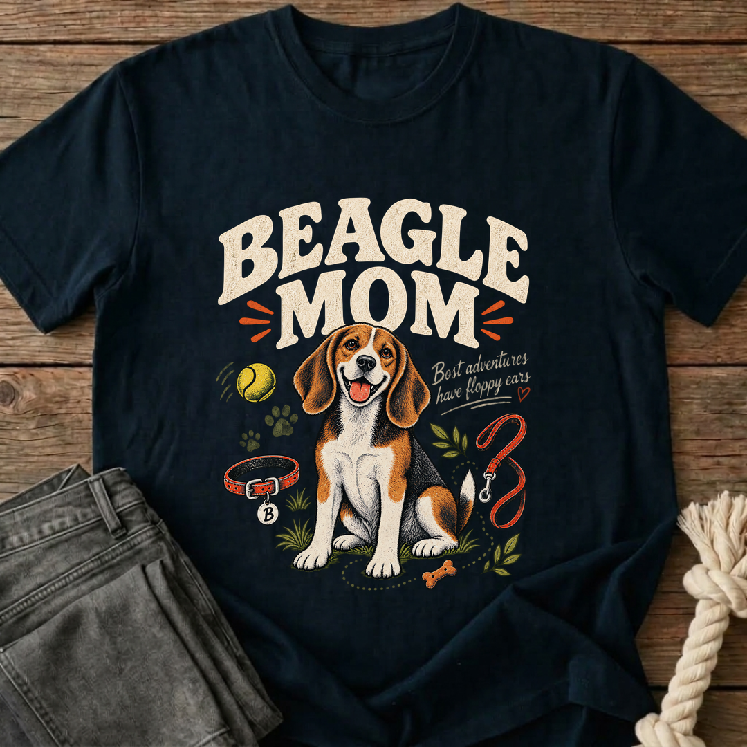 Beagle Mom T-Shirt - Navy Blue