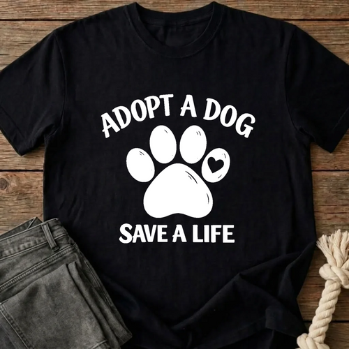 Adopt A Dog Save A Life T-Shirt - Black