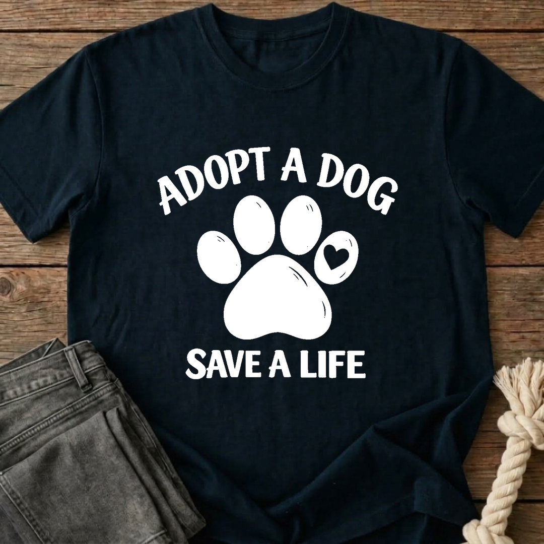 Adopt A Dog Save A Life T-Shirt - Navy Blue