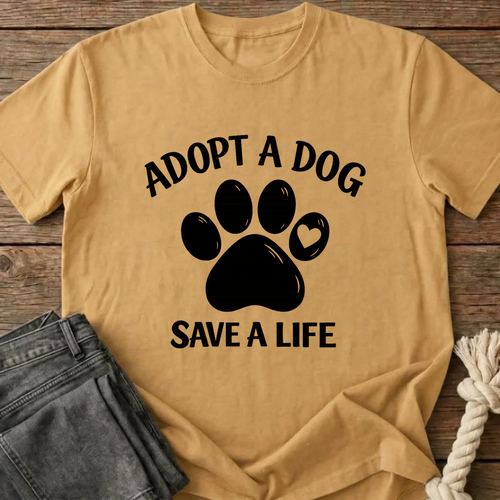 Adopt A Dog Save A Life T-Shirt - Beige